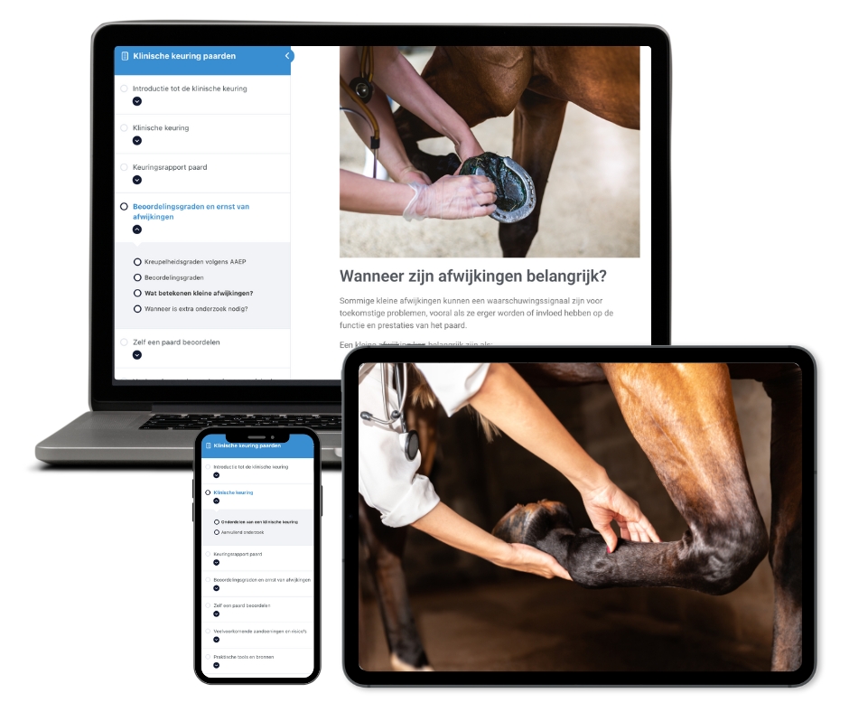 Online training klinische keuring van Global Horse Academy op pc, tablet en mobiel