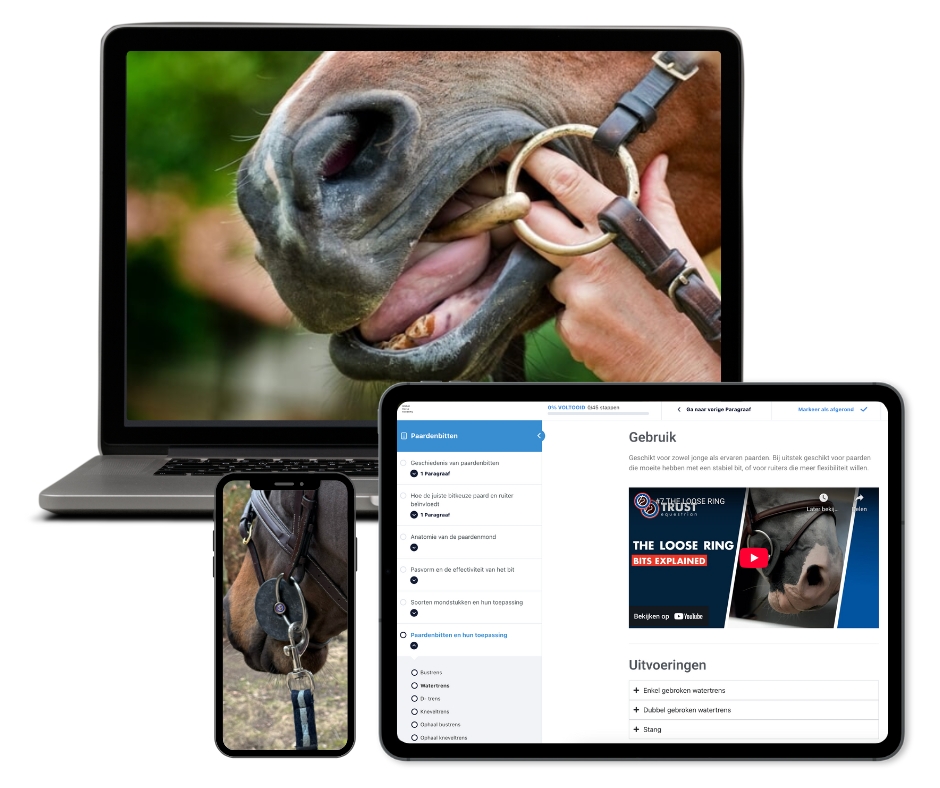 Online training paardenbitten van Global Horse Academy op pc, tablet en mobiel