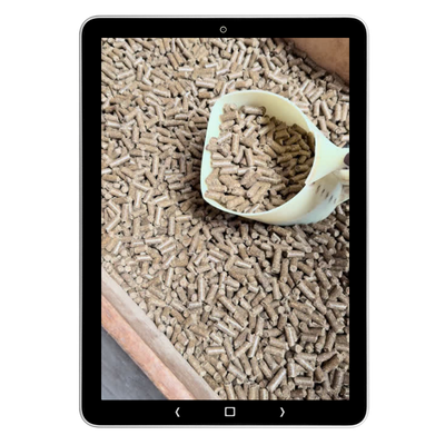 Tablet met close-up van paardenvoer