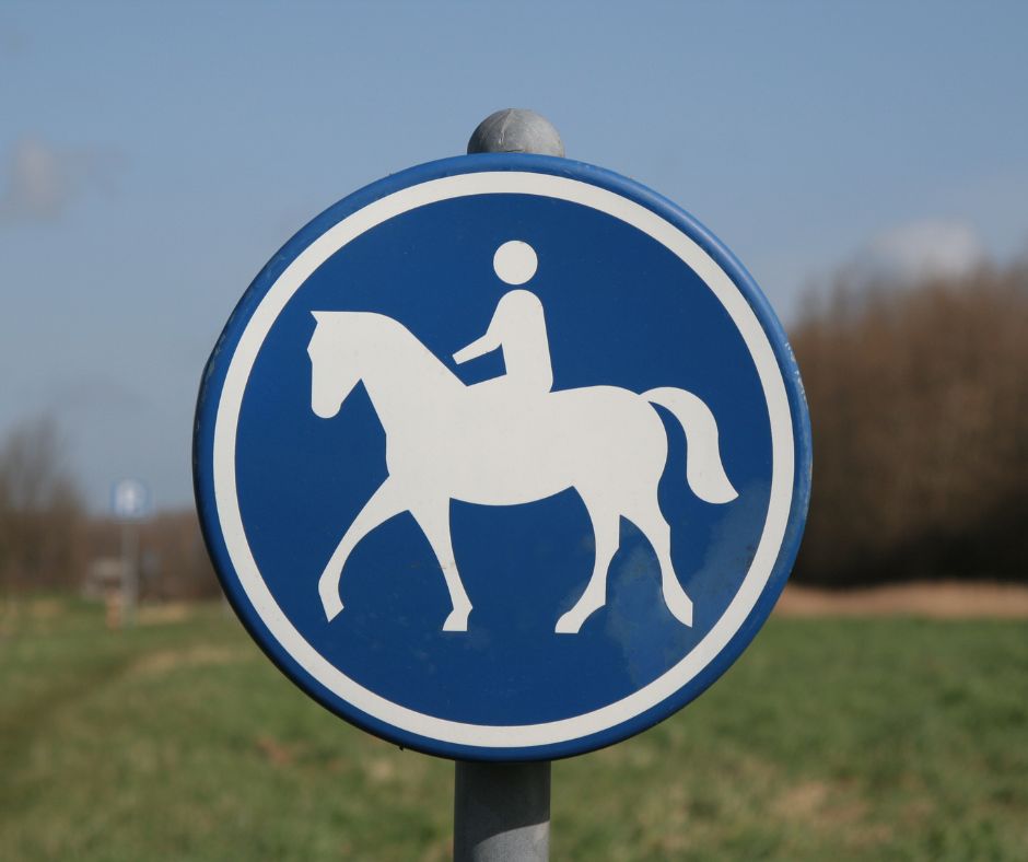 Verplicht ruiterpad verkeersbord met pictogram van paard en ruiter